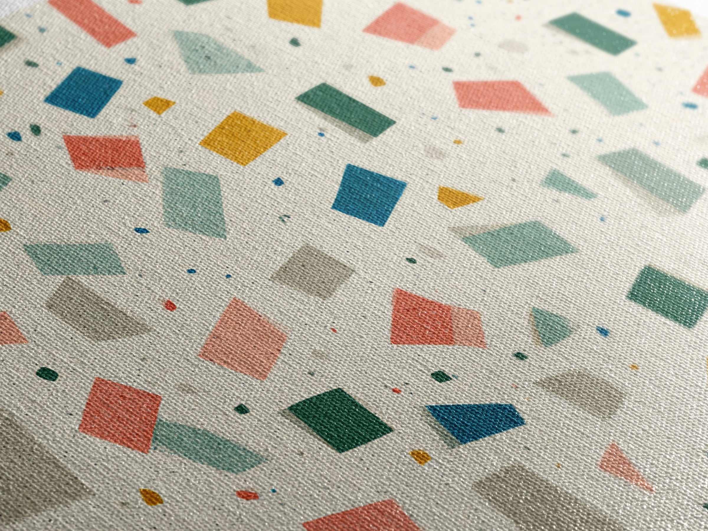 Confetti Geometric Shapes Wall Art, Midcentury Modern Art Print, Retro Colorblock Pattern, MCM Office Decor Canvas Print