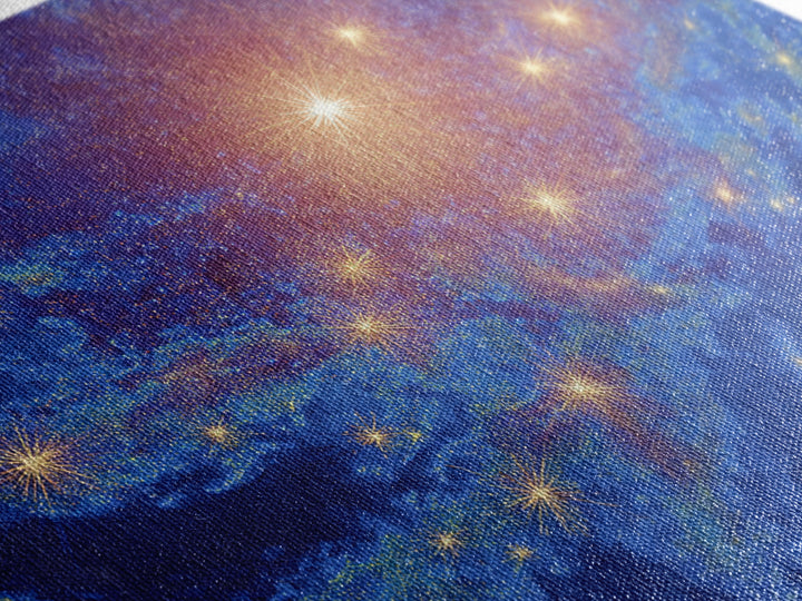 Blue Cosmic Starfield Nebula Wall Art, Galaxy Abstract Space Poster, Modern Digital Art, Celestial Home Decor Canvas Print