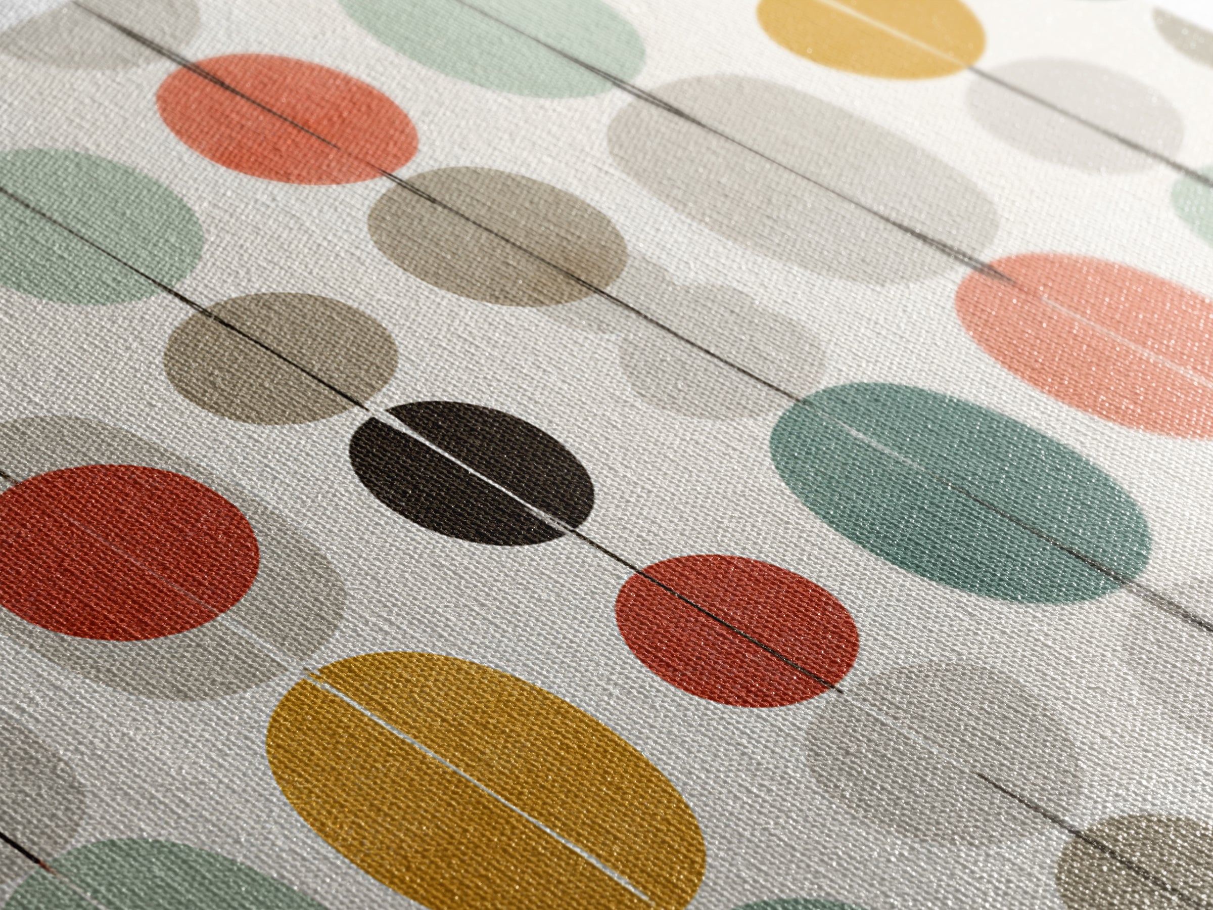Pastel Circle Garland Pattern Canvas Print, Midcentury Modern Art, Geometric Wall Art, MCM Wall Decor, Retro Home Decor Print
