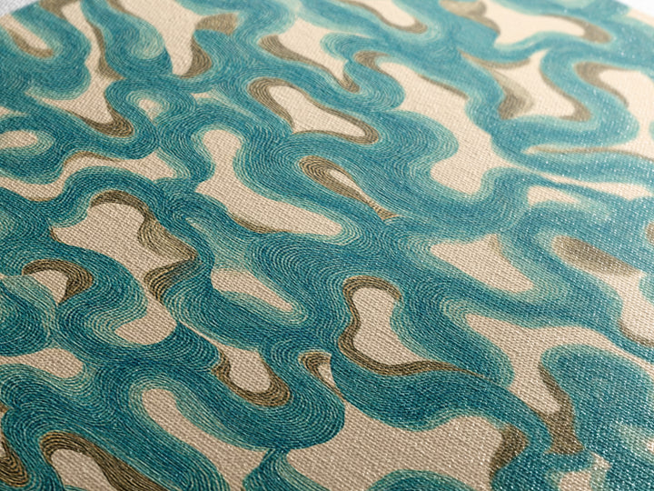Teal Organic Maze Pattern Wall Art, Abstract Geometric Art Print, Modern Wall Decor, Coastal Boho Home Decor, MCM Artwork