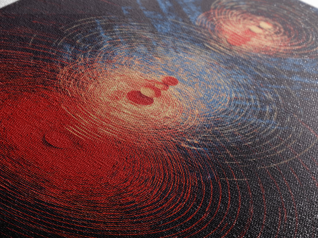 Red And Blue Cosmic Wave Canvas Print, Abstract Sci Fi Rings, Midcentury Modern Wall Art, Space Poster For Modern Home Decor