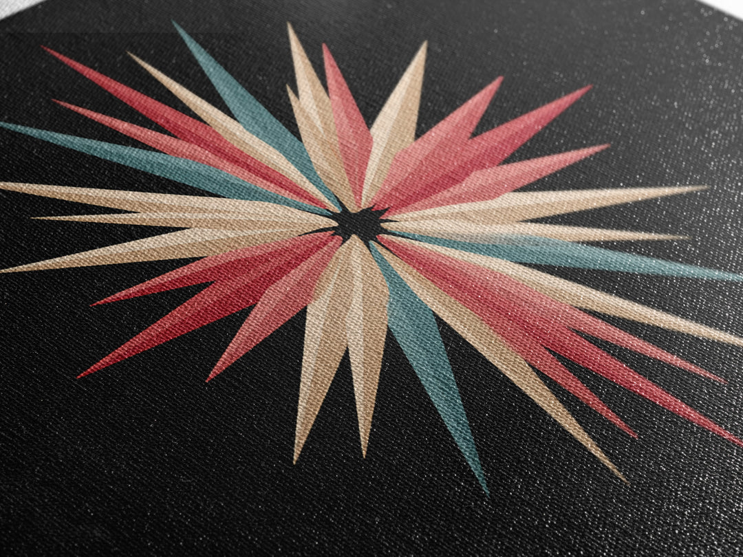 Atomic Starburst Abstract Wall Art, Mid Century Modern Print, Retro Geometric Poster, MCM Wall Decor, Colorful Canvas Style