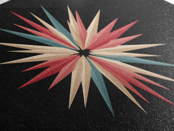 Atomic Starburst Abstract Wall Art, Mid Century Modern Print, Retro Geometric Poster, MCM Wall Decor, Colorful Canvas Style