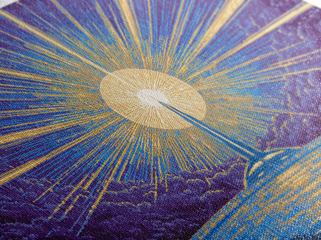 Radiant Rocket Sunrise Wall Art, Retro Sci Fi Poster, Mid Century Modern Art Print, Blue Yellow Space Decor, Space Abstract Art