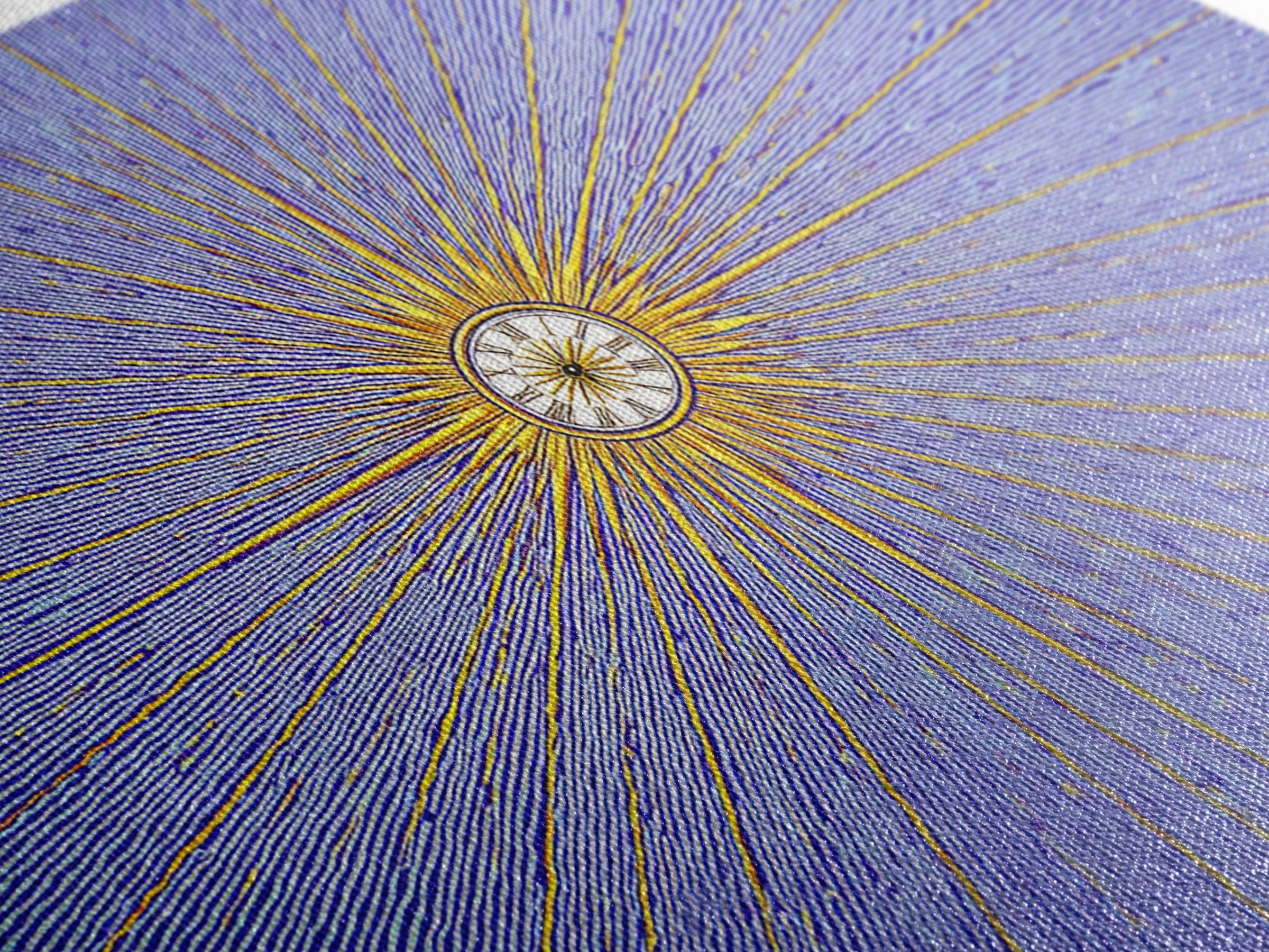 Blue Gold Radial Starburst Clock Canvas Print, Mid Century Modern Wall Decor, Atomic Retro Art Print, MCM Home Decor, Living Room Artwork
