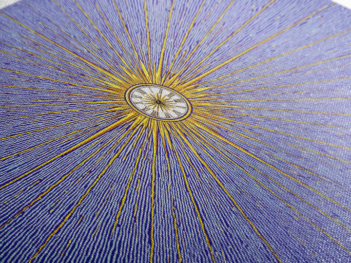 Blue Gold Radial Starburst Clock Canvas Print, Mid Century Modern Wall Decor, Atomic Retro Art Print, MCM Home Decor, Living Room Artwork