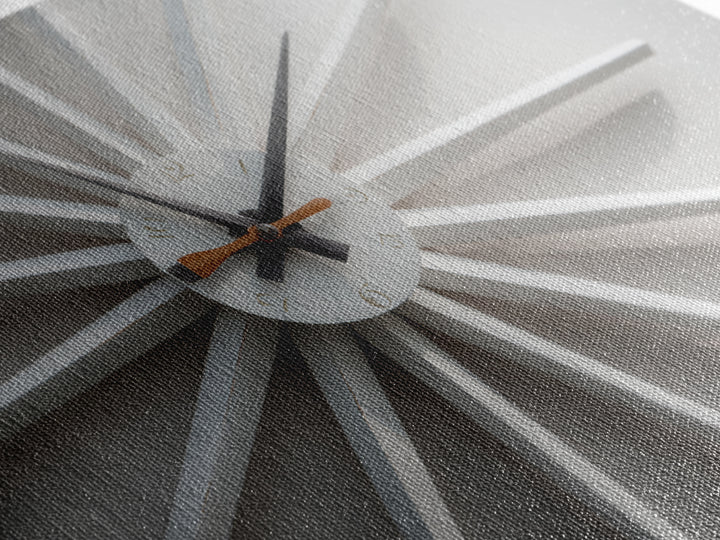 Close Up White Atomic Clock Canvas Print, Mid Century Modern Decor, Minimalist Wall Art, Retro MCM Living Room Poster Print