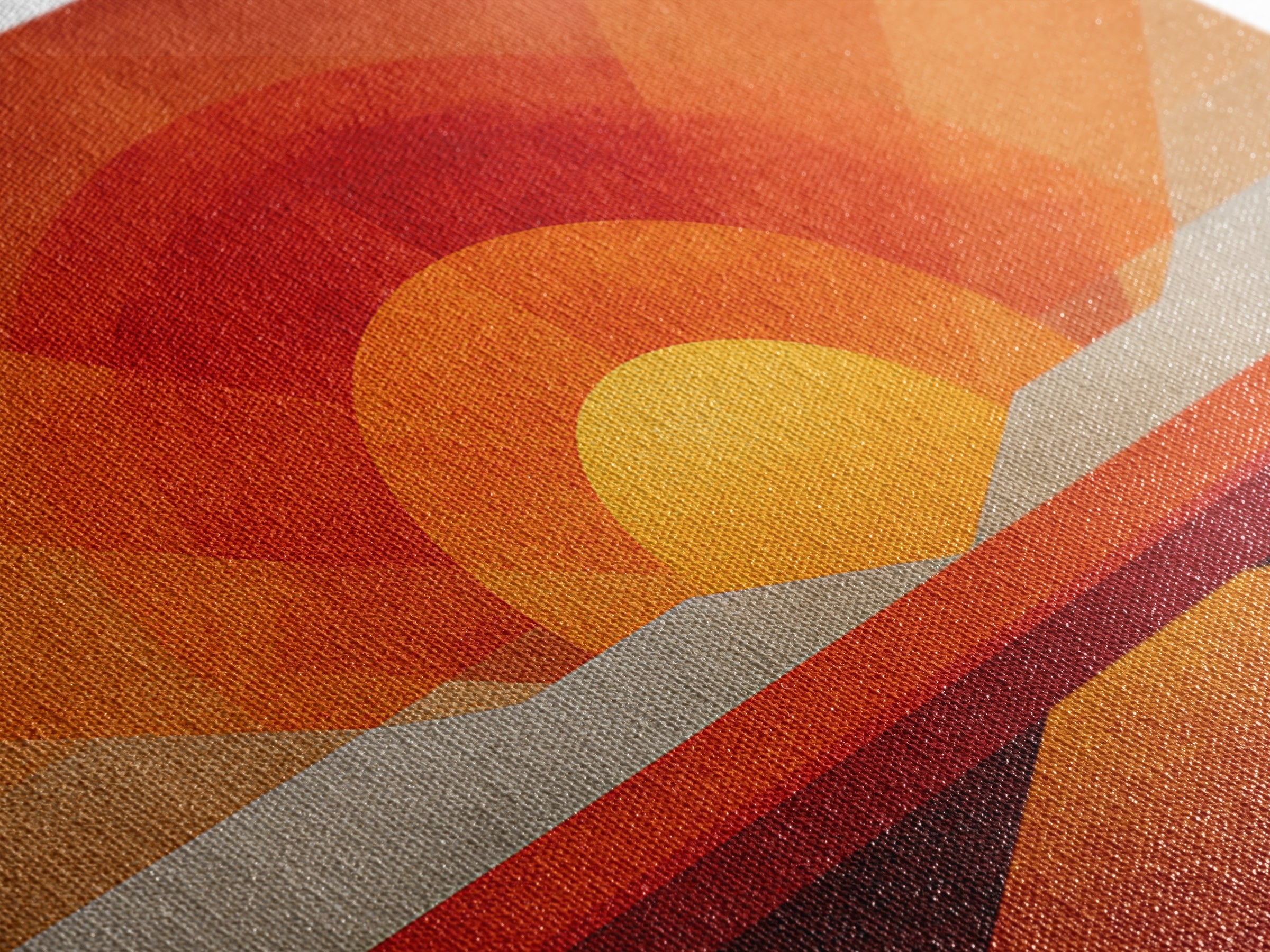 Orange Desert Sun Road Wall Art, Midcentury Modern Poster, Abstract Geometric Landscape, Burnt Orange Home Decor, Canvas Print