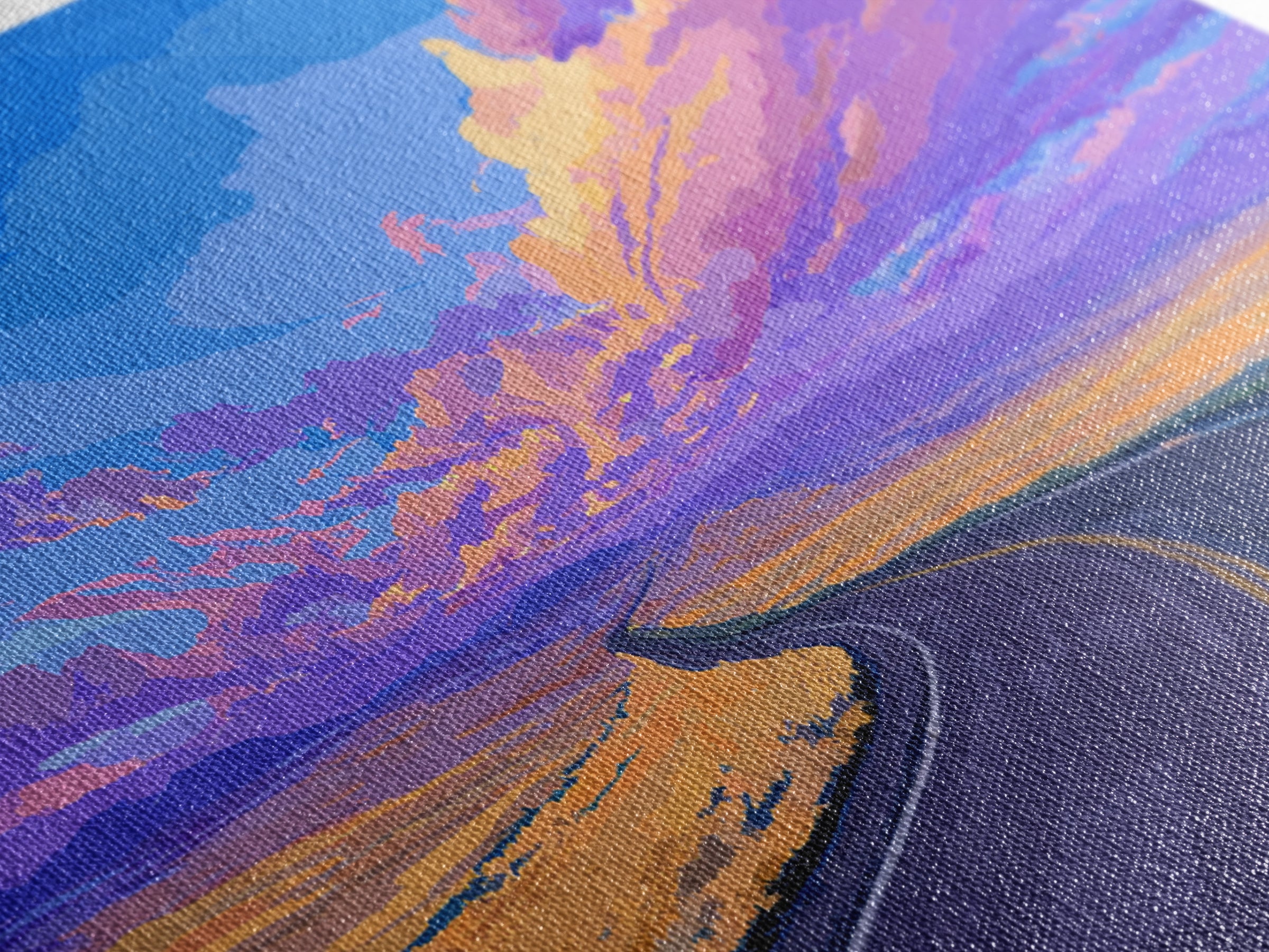 Purple Sunset Open Road Wall Art, Colorful Desert Landscape, Modern Art Print, Retro Poster, Living Room Home Office Decor