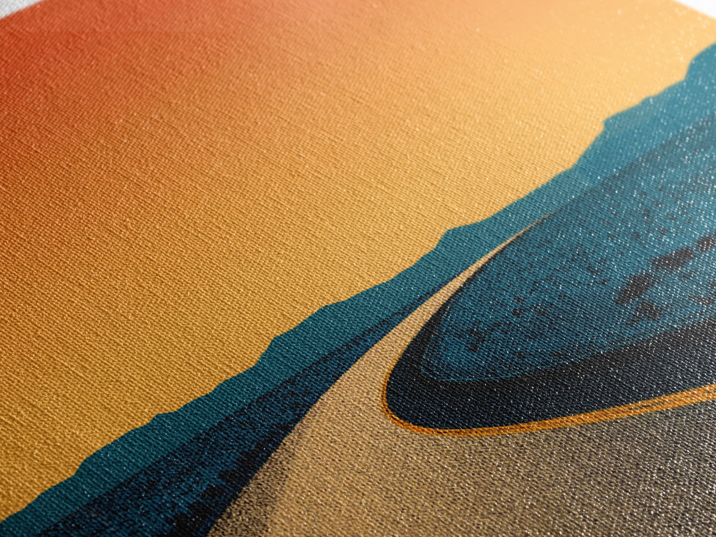 Minimal Desert Road At Orange Dusk Canvas Print, Midcentury Modern Wall Art, Retro Poster, Southwest Home Office Decor Gift