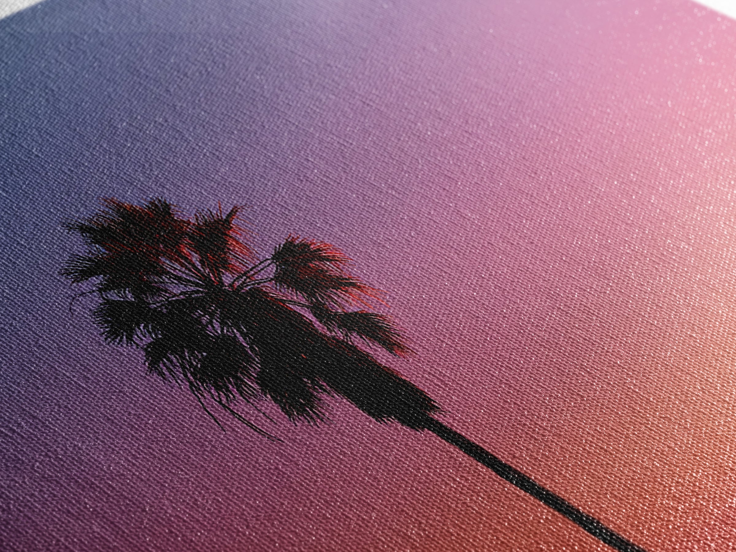 Palm Tree Sunset Silhouette Wall Art, Pink Orange Tropical Canvas Print, Retro Coastal Decor, California Art Print, Living Room Decor