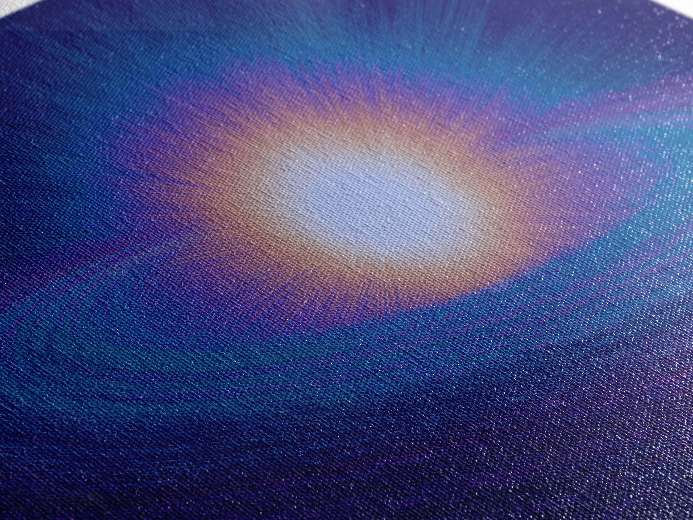 Radiant Cosmic Galaxy Ring Wall Art, Retro Sci Fi Space Poster, Blue Purple Modern Abstract Art, Mid Century Decor Print