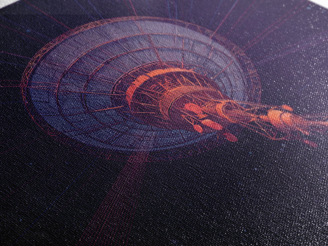 Deep Space Radio Telescope Wall Art, Purple Starry Observatory Dish, Retro Sci Fi Poster, Modern Abstract Canvas Print Decor