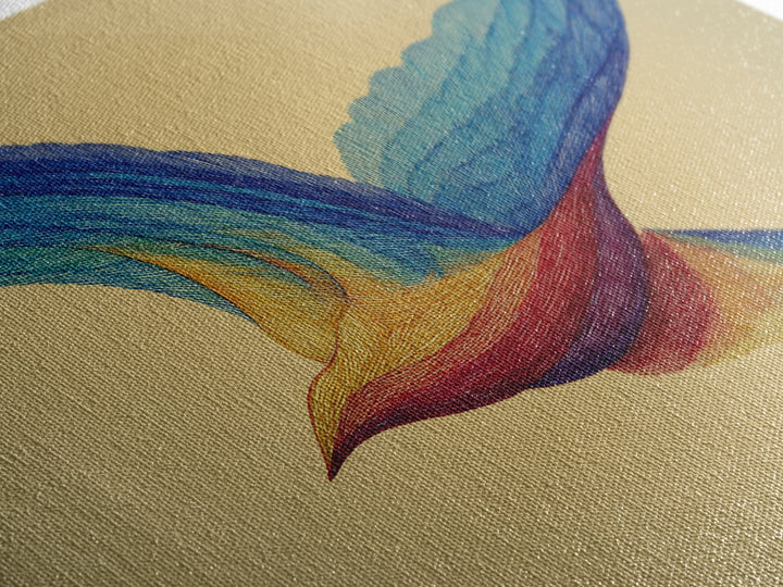 Rainbow Wire Bird Canvas Print, Flowing Kinetic Sculpture Art, Midcentury Modern Abstract Wall Art, Bright Colorful Home Decor