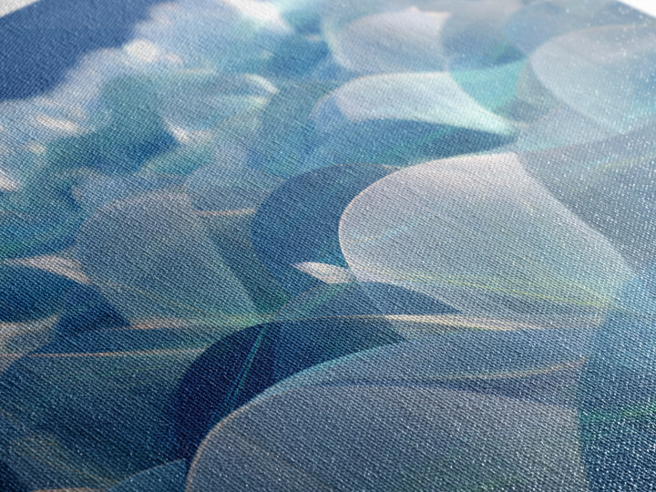 Blue Translucent Dome Landscape Abstract Canvas Print, Modern Wall Art, Cool Minimalist Ocean Ice Blue Bedroom Decor Poster