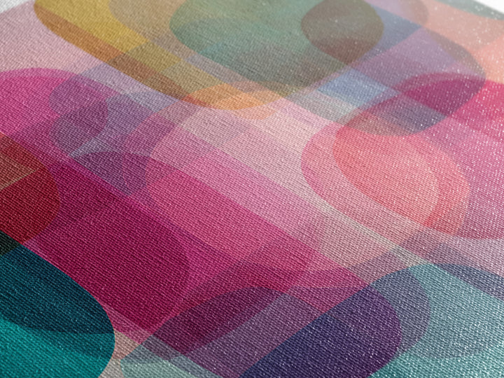 Colorful Translucent Rounded Rectangle Abstract Wall Art, Modern Geometric Art Print, Pink Teal Bauhaus Home Decor Poster