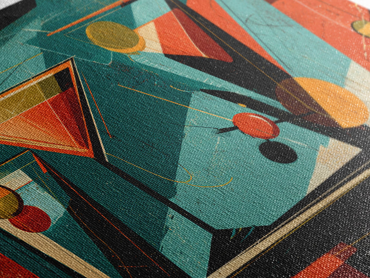 Teal Martini Glasses Abstract, Midcentury Modern Wall Art, Retro Cocktail Bar Poster, Colorful Geometric MCM Decor Print Gift