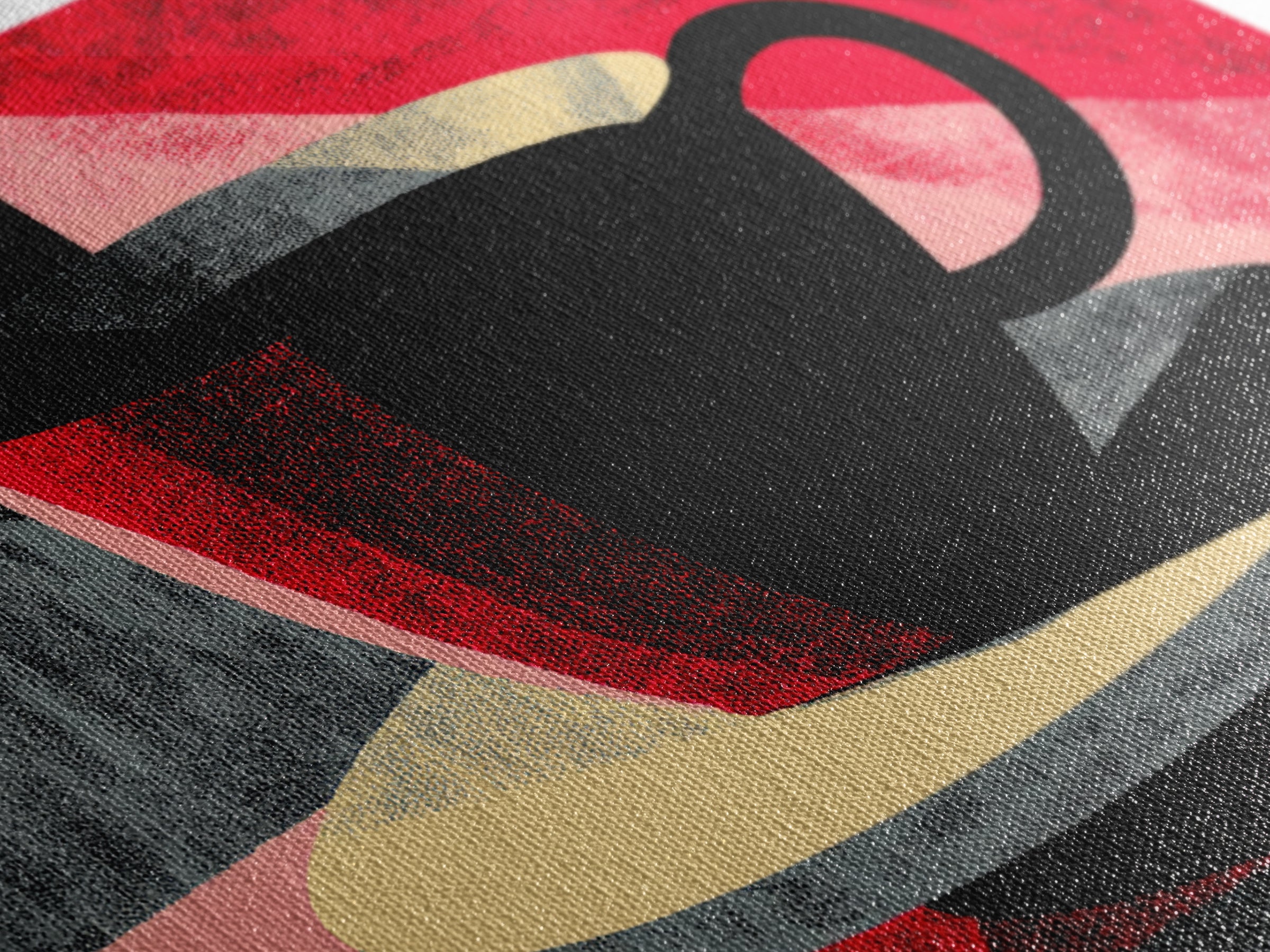 Black Coffee Cup On Pink Red Abstract, Wall Art, Modern Kitchen Poster, Retro Cafe Print, Bold Geometric Home Decor Gift