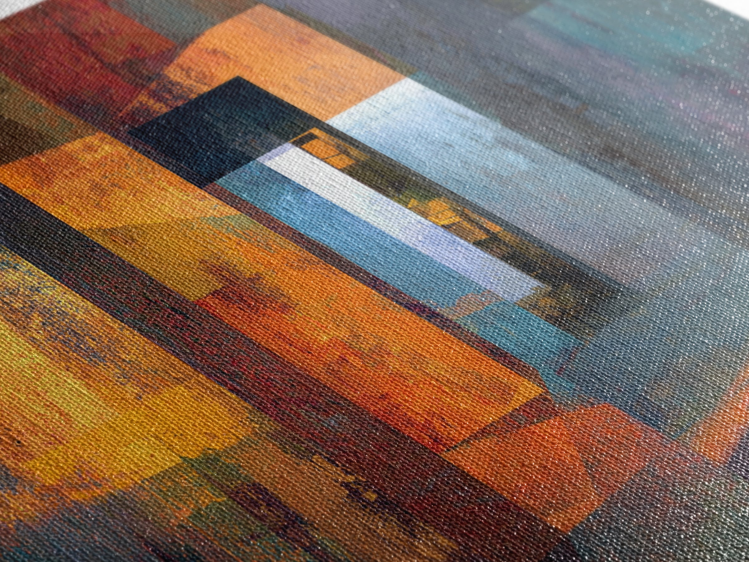 Orange Teal Abstract Doorway Wall Art, Midcentury Modern Art, Geometric Wall Decor, Modern Abstract Art, Living Room Decor