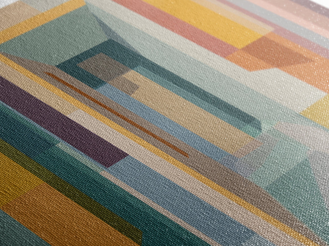 Pastel Abstract Hallway Canvas Print, Midcentury Modern, Geometric Poster, Modern Wall Decor, Minimalist Decor, Home Office Art