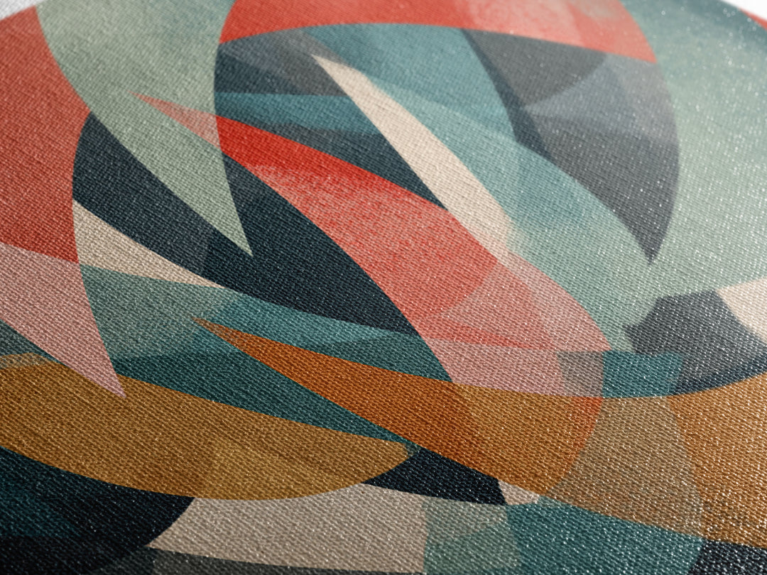 Dynamic Red Teal Abstract Canvas Print, Midcentury Abstract, Geometric Wall Art, Modern Art Print, Bold MCM Wall Decor, Statement Piece