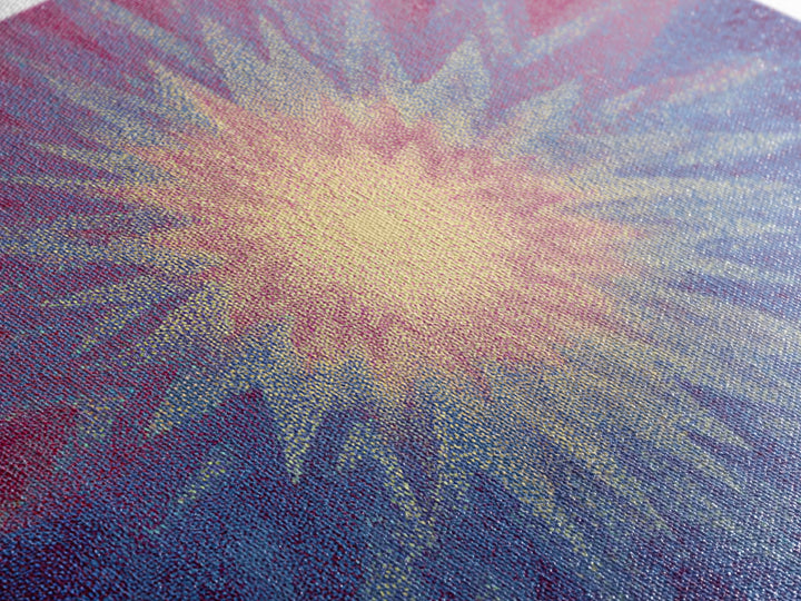 Pink And Blue Radiant Starburst Wall Art, Midcentury Modern Abstract Sun Print, Psychedelic Pointillism Decor Poster For Bedroom