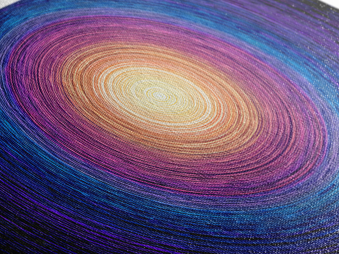 Vibrant Purple Blue Concentric Spiral Wall Art, Midcentury Modern Abstract Art Print, Geometric Retro Decor For Living Room