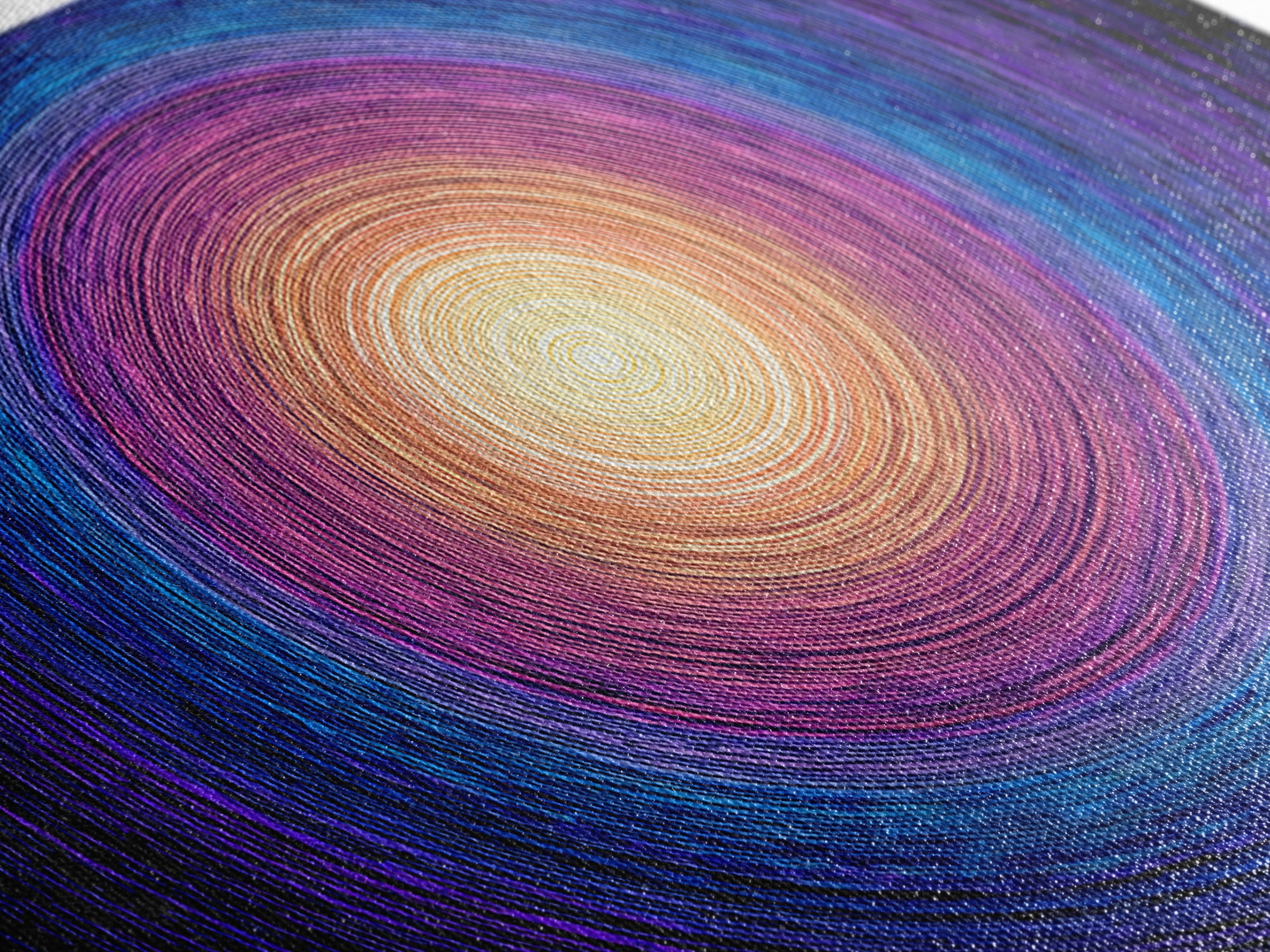 Vibrant Purple Blue Concentric Spiral Wall Art, Midcentury Modern Abstract Art Print, Geometric Retro Decor For Living Room