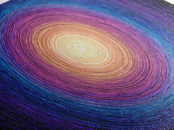 Vibrant Purple Blue Concentric Spiral Wall Art, Midcentury Modern Abstract Art Print, Geometric Retro Decor For Living Room