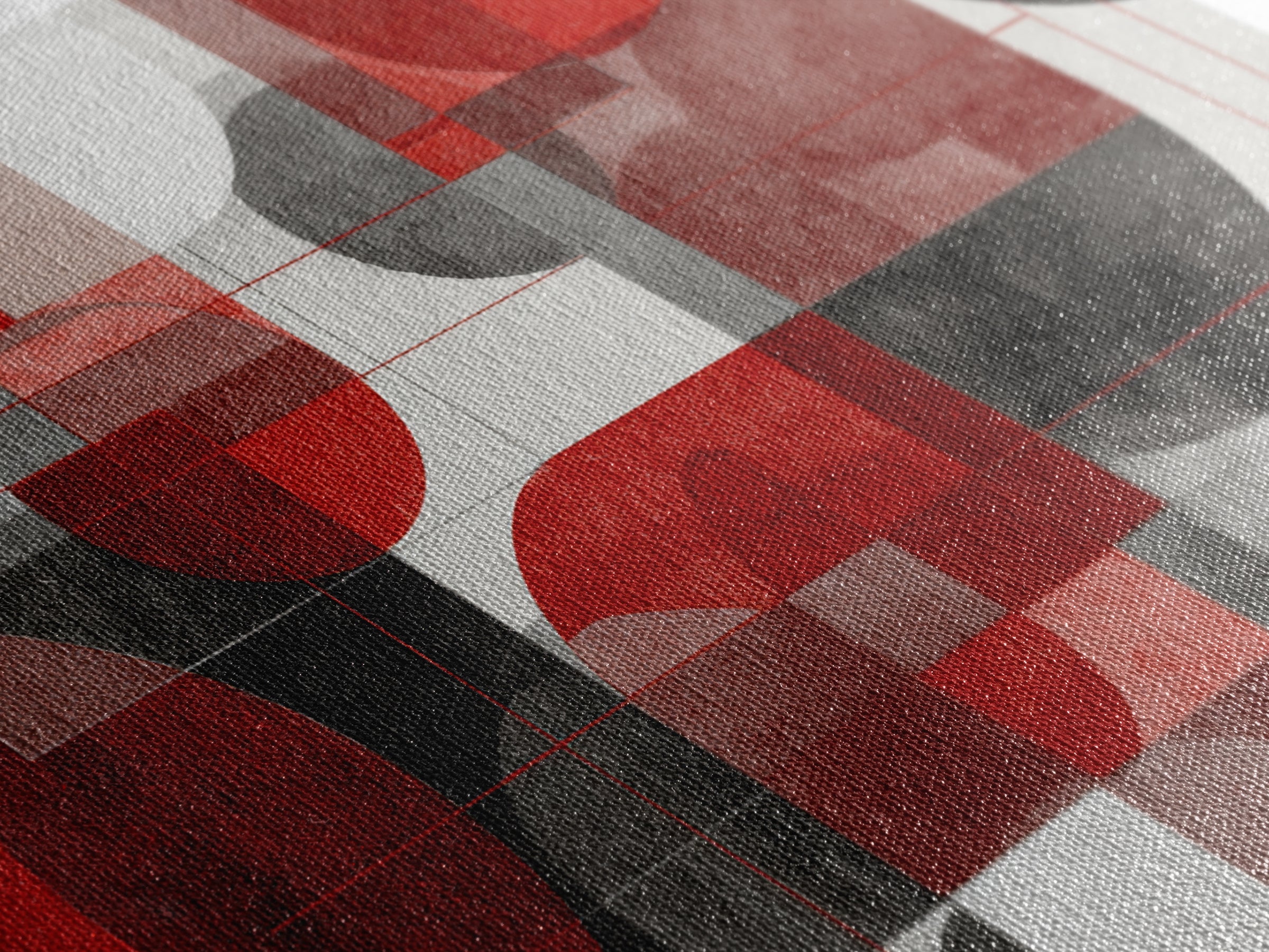 Red Black Geometric Circles Wall Art, Bauhaus Inspired Abstract Canvas Print, Modern MCM Decor For Living Room Office Gallery