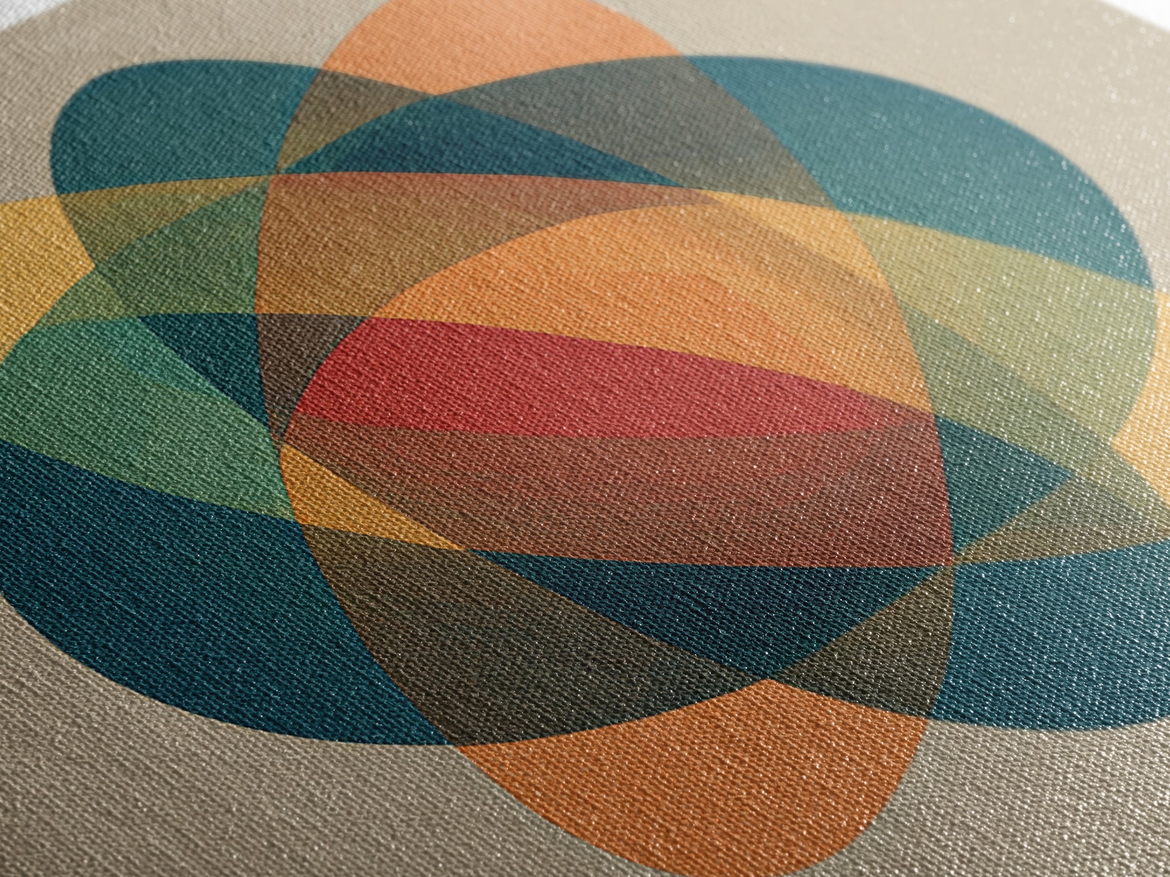 Translucent Atomic Orbit Abstract, Midcentury Modern Wall Art, Geometric Shapes Poster, Retro MCM Home Decor Canvas Print