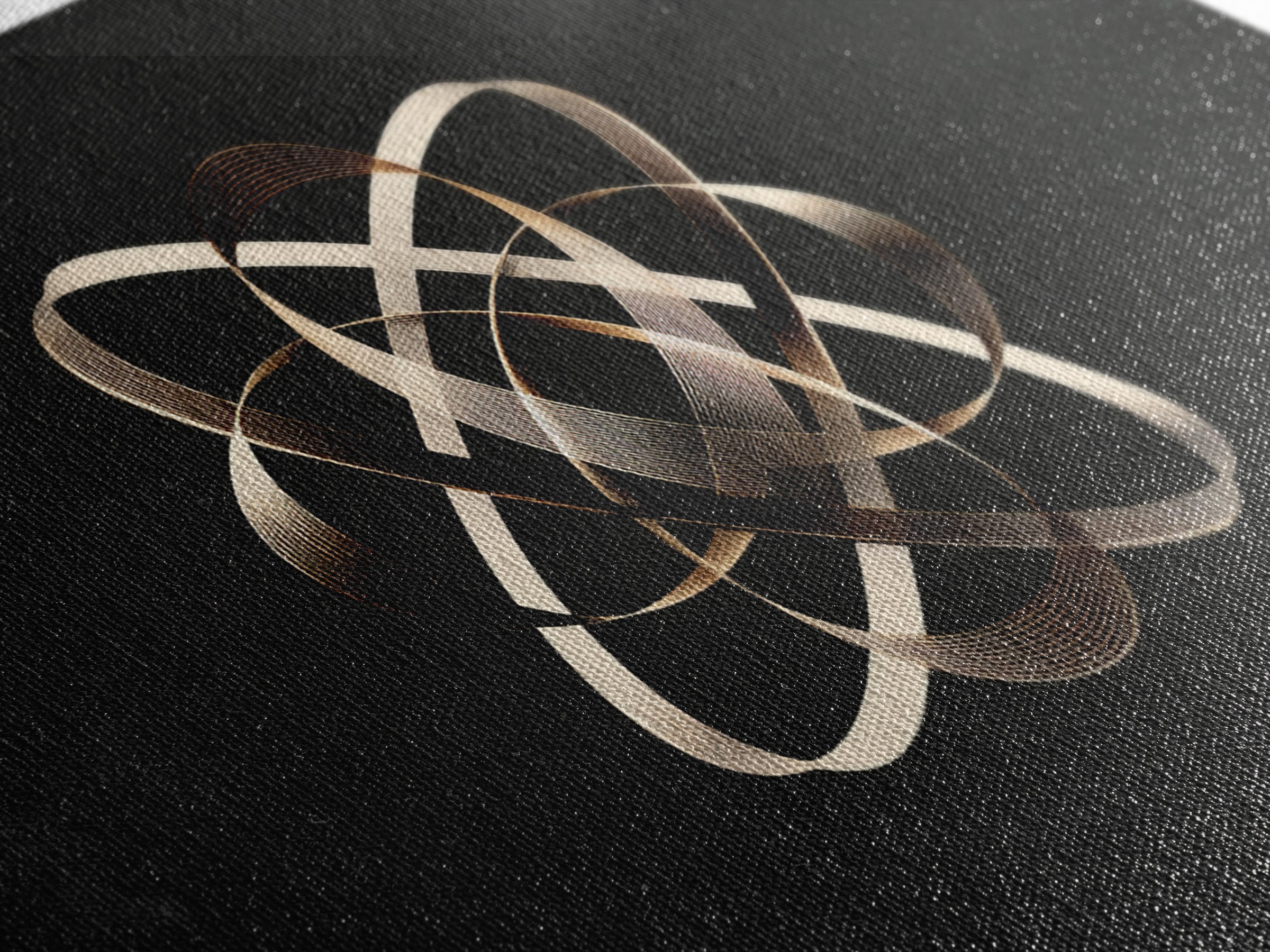Gold Metallic Atomic Orbit On Black, Modern Wall Art, Geometric Abstract Poster, Luxe Contemporary Decor Canvas Print Gift
