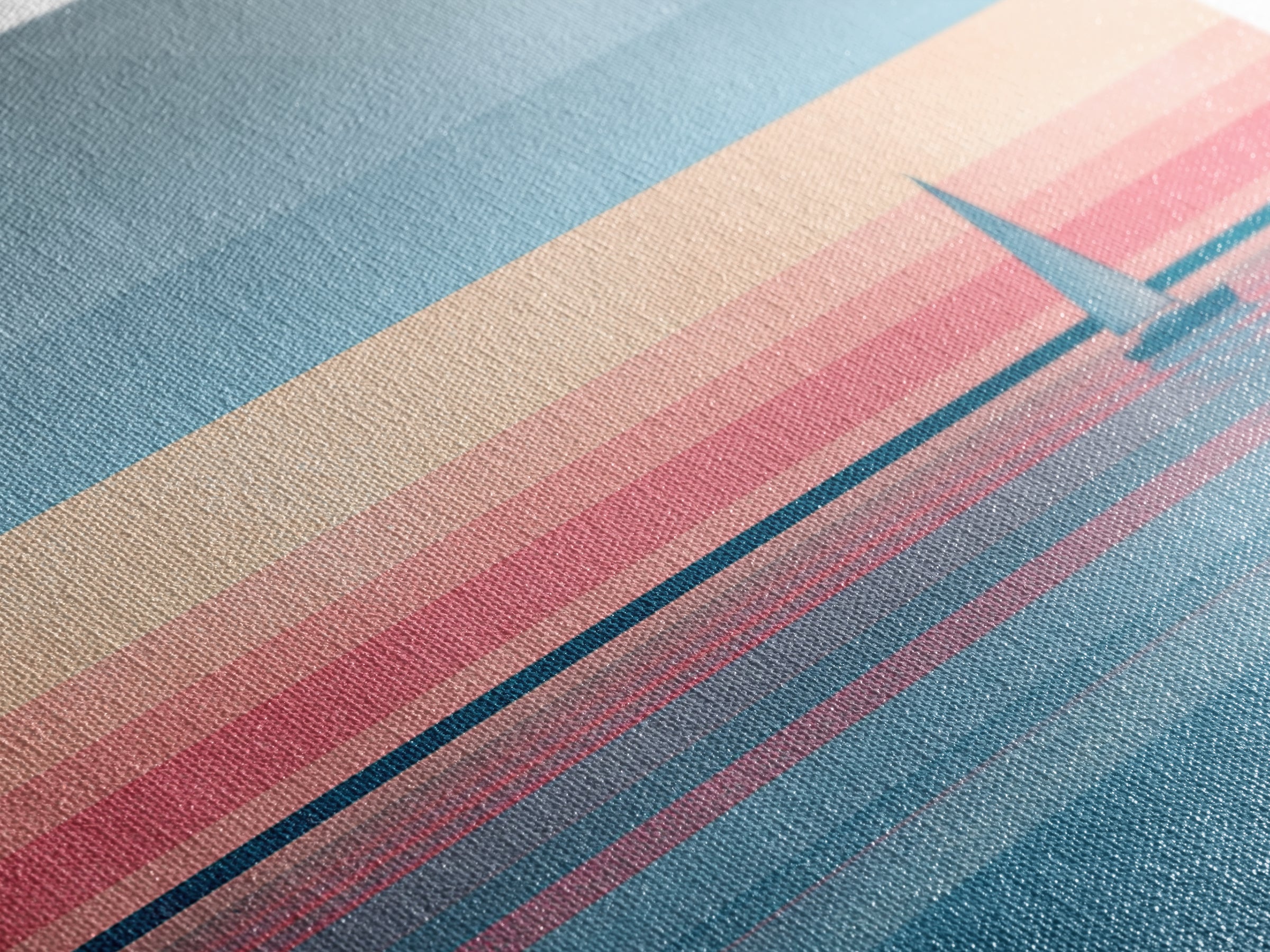 Pastel Sailboat Horizon Canvas Print, Coastal Wall Art, Minimalist Seascape, Retro Modern Decor For Beach House, Living Room Art