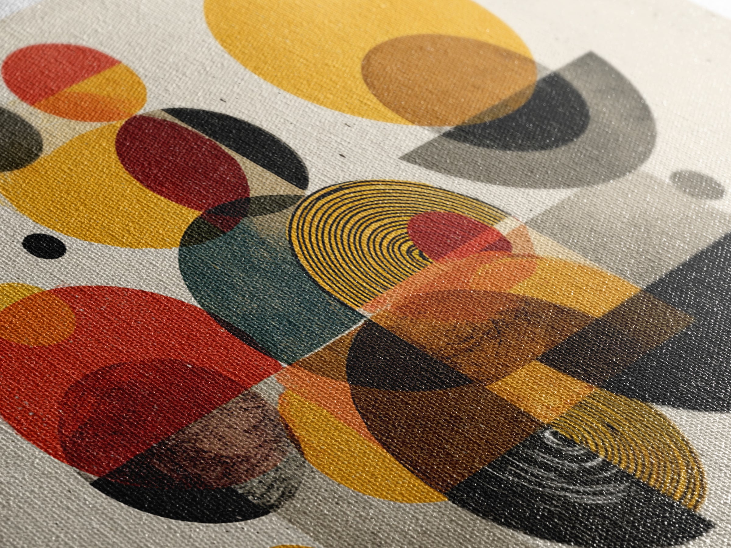 Warm Bauhaus Circles Canvas Print, Midcentury Modern Wall Art, Geometric Abstract Art, Retro Orange Black Home Decor Print Gift