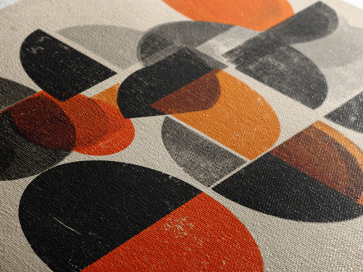 Orange Black Gray Circle Collage Wall Art, Midcentury Modern Art Print, Retro Geometric Poster, Bold MCM Living Room Wall Decor