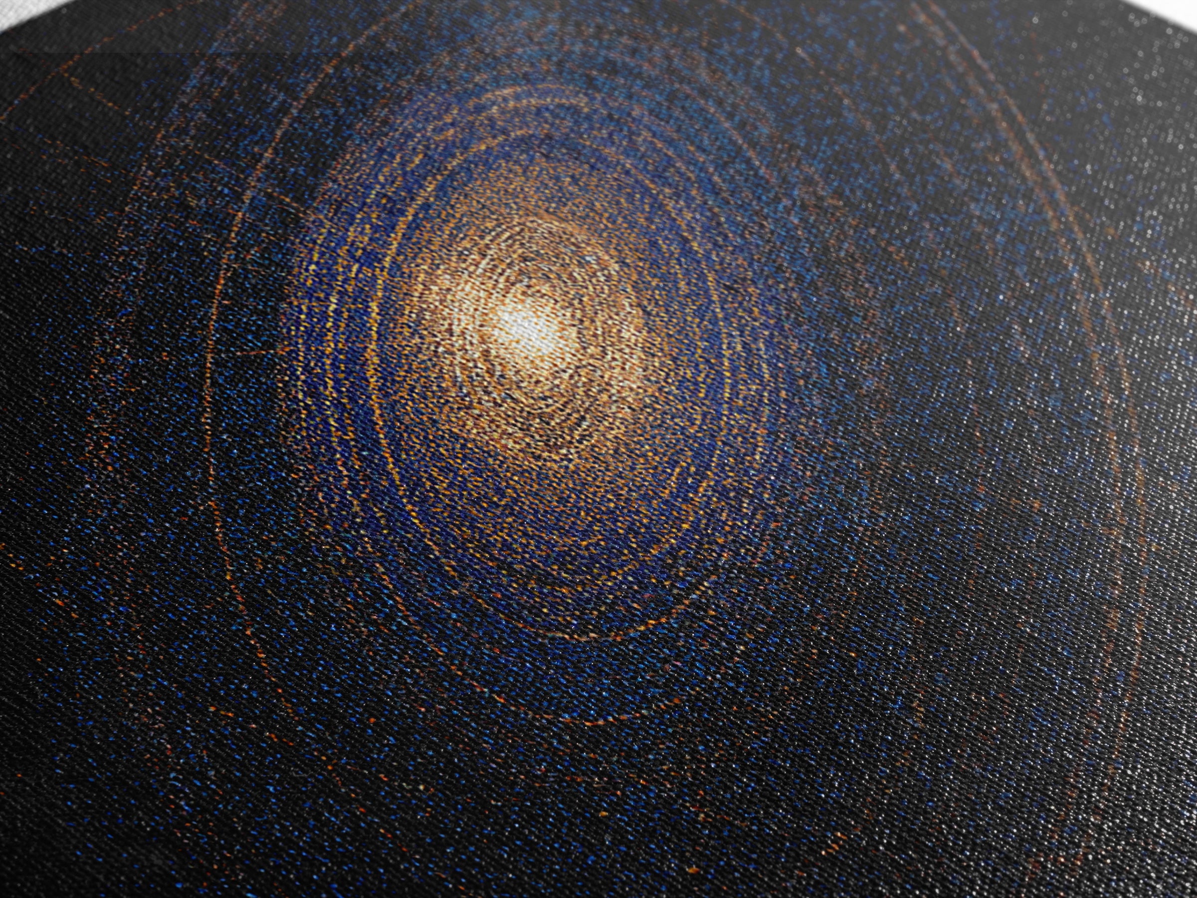 Blue Orange Spiral Galaxy Framed Canvas Print, Cosmic Space Abstract Art, Modern Wall Art, Digital Science Poster, Office Decor