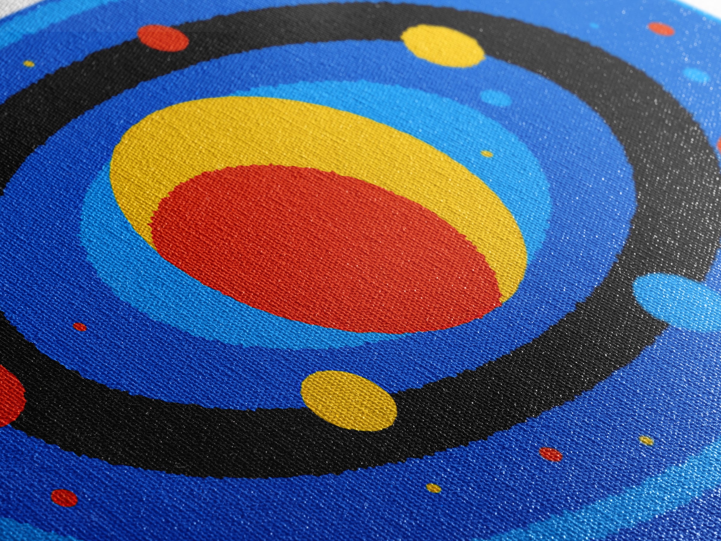 Blue Solar System Planets Wall Art, Midcentury Modern Art Print, Retro Space Poster, Colorful Kids Room Galaxy Decor Gift
