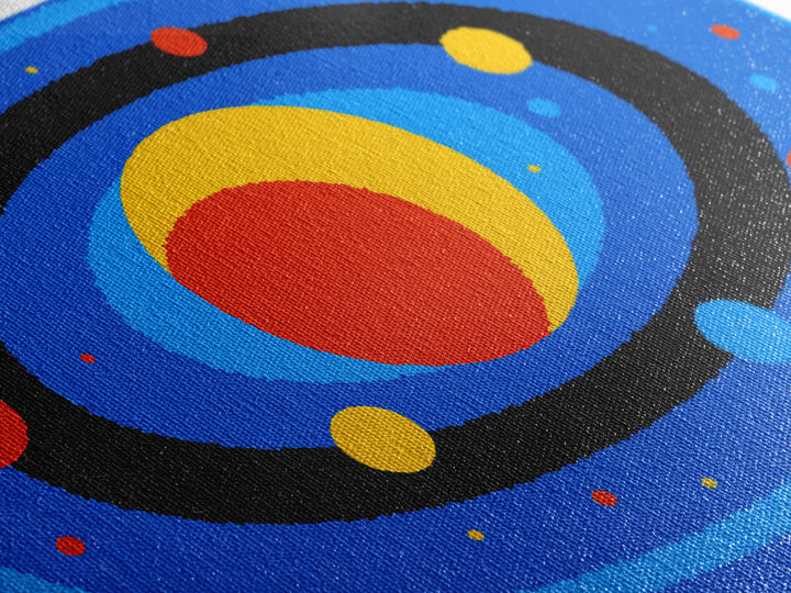 Blue Solar System Planets Wall Art, Midcentury Modern Art Print, Retro Space Poster, Colorful Kids Room Galaxy Decor Gift