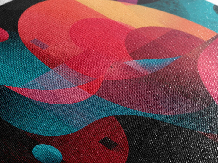 Red Teal Abstract Circles Wall Art, Midcentury Modern Abstract Art, Geometric Canvas Print, Bold MCM Living Room Decor Gift
