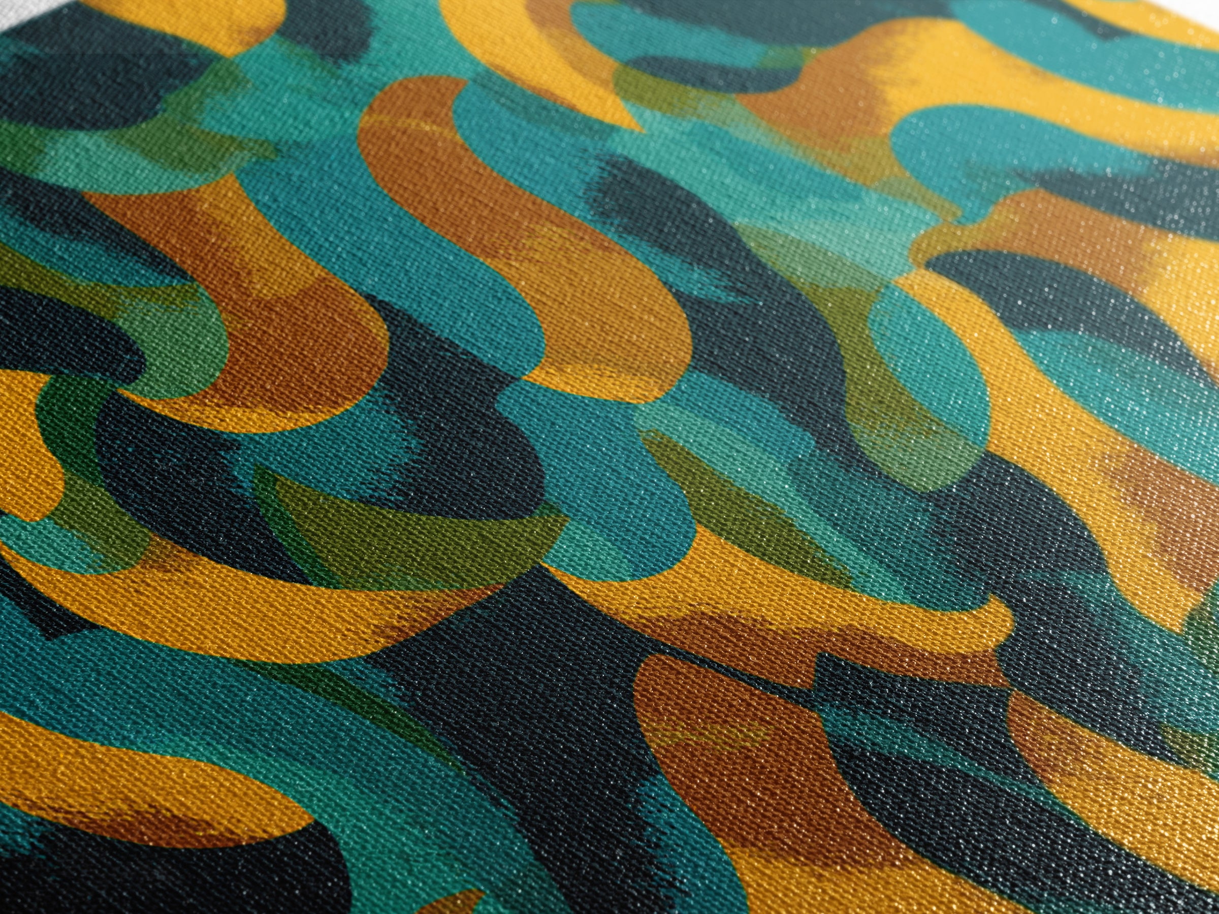 Teal Gold Navy Brushstroke Canvas Print, Midcentury Abstract Art, Modern Retro Wall Decor, Colorful MCM Home Office Poster