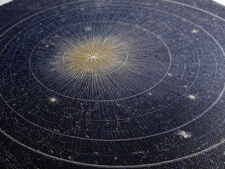 Navy Gold Celestial Compass Framed Canvas Print, Star Map Wall Art, Modern Cosmic Decor, Astronomy Home Office Poster Gift