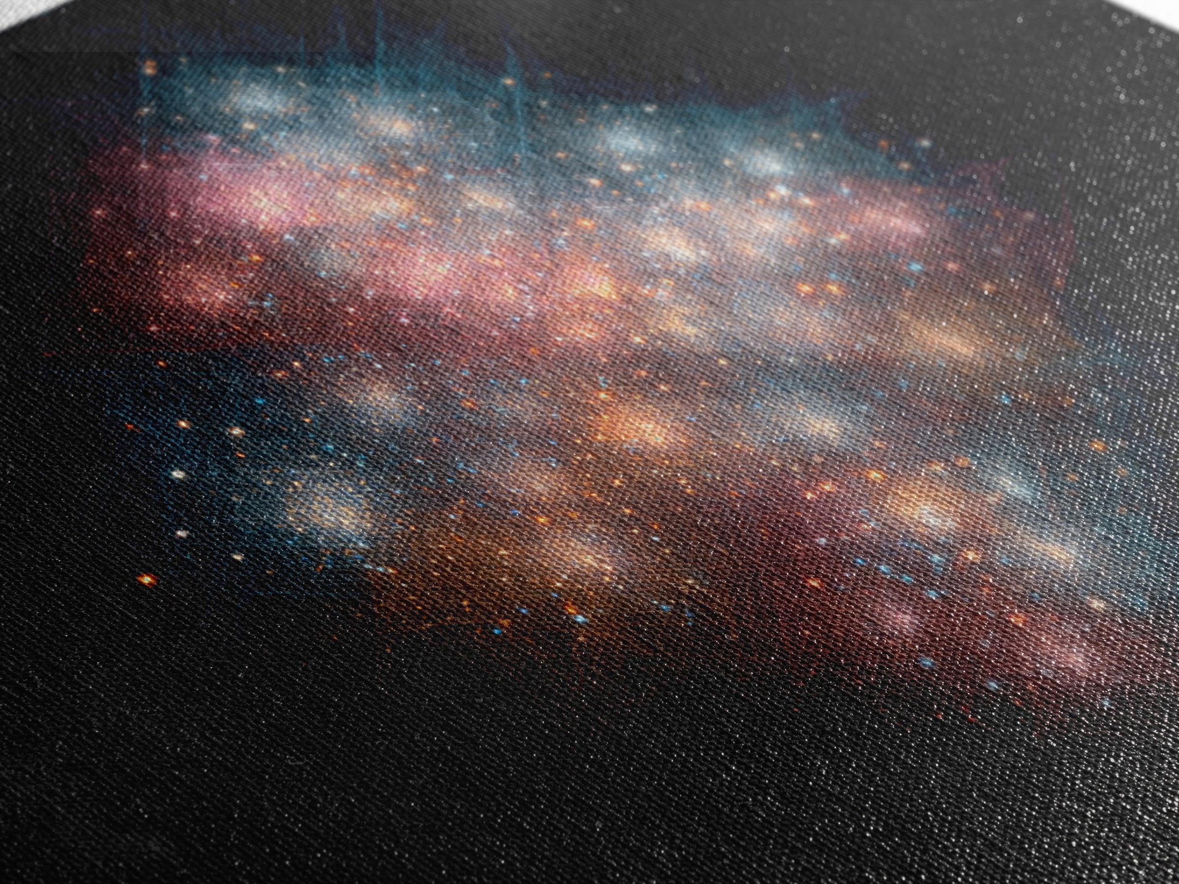 Glowing Cosmic Nebula Particle Cluster Framed Canvas Print, Space Abstract Art, Modern Wall Art, Galaxy Decor, Statement Piece