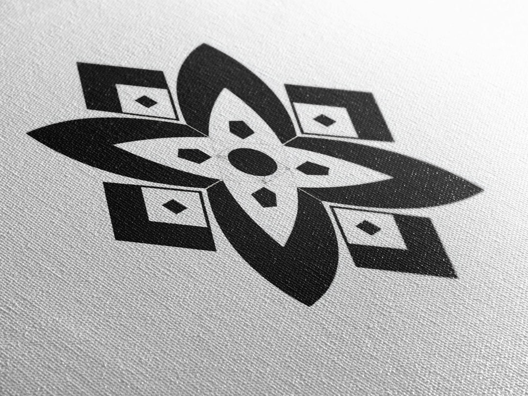 Black And White Geometric Flower Wall Art, Minimalist Art Print, Midcentury Modern Abstract Poster, Symmetrical Decor, Office Decor