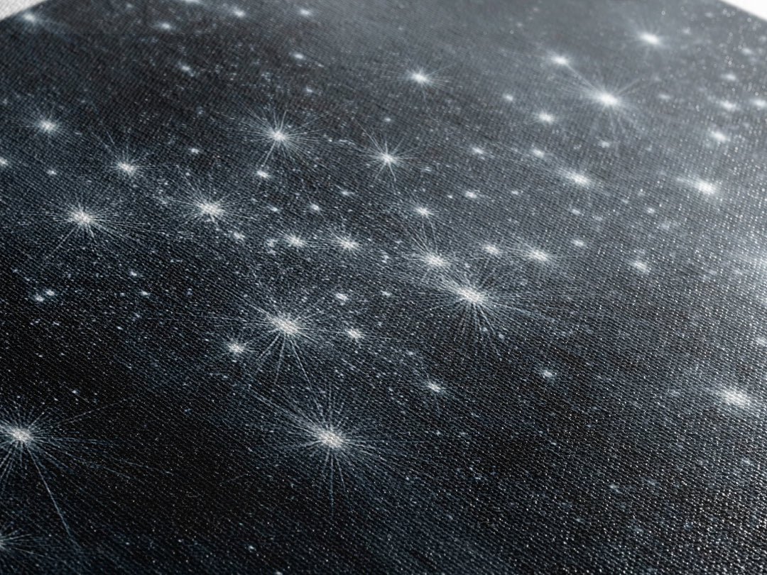 Monochrome Silver Starry Night Wall Art, Black White Space Abstract Art Print, Modern Wall Decor, Moody Bedroom Art Poster