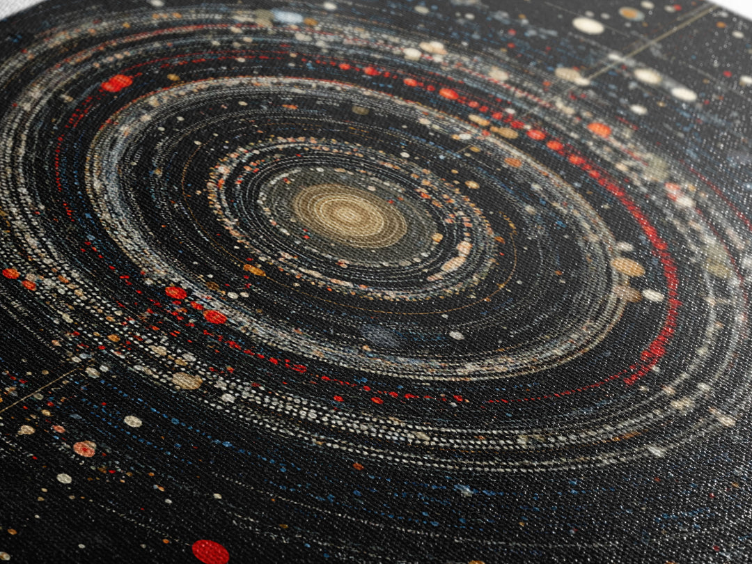 Black Cosmic Rings Wall Art, Abstract Solar System Framed Canvas Print, Modern Art Print, Space Abstract Art, Galaxy Decor