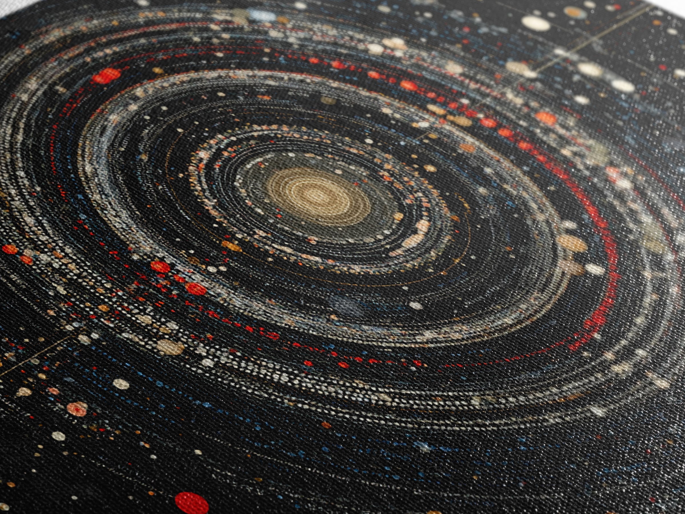 Black Cosmic Rings Wall Art, Abstract Solar System Framed Canvas Print, Modern Art Print, Space Abstract Art, Galaxy Decor