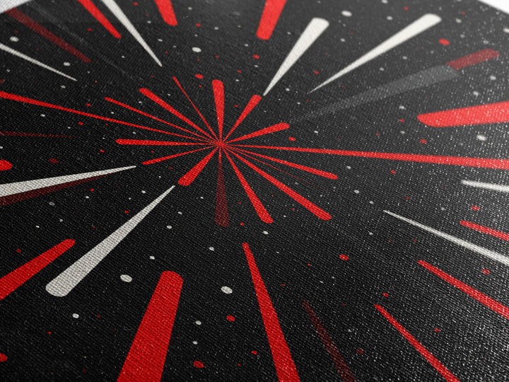Red Warp Speed Starburst Canvas Print, Sci Fi Wall Art, Retro Wall Decor, Modern Abstract Art, Black Space Poster Gift For Him
