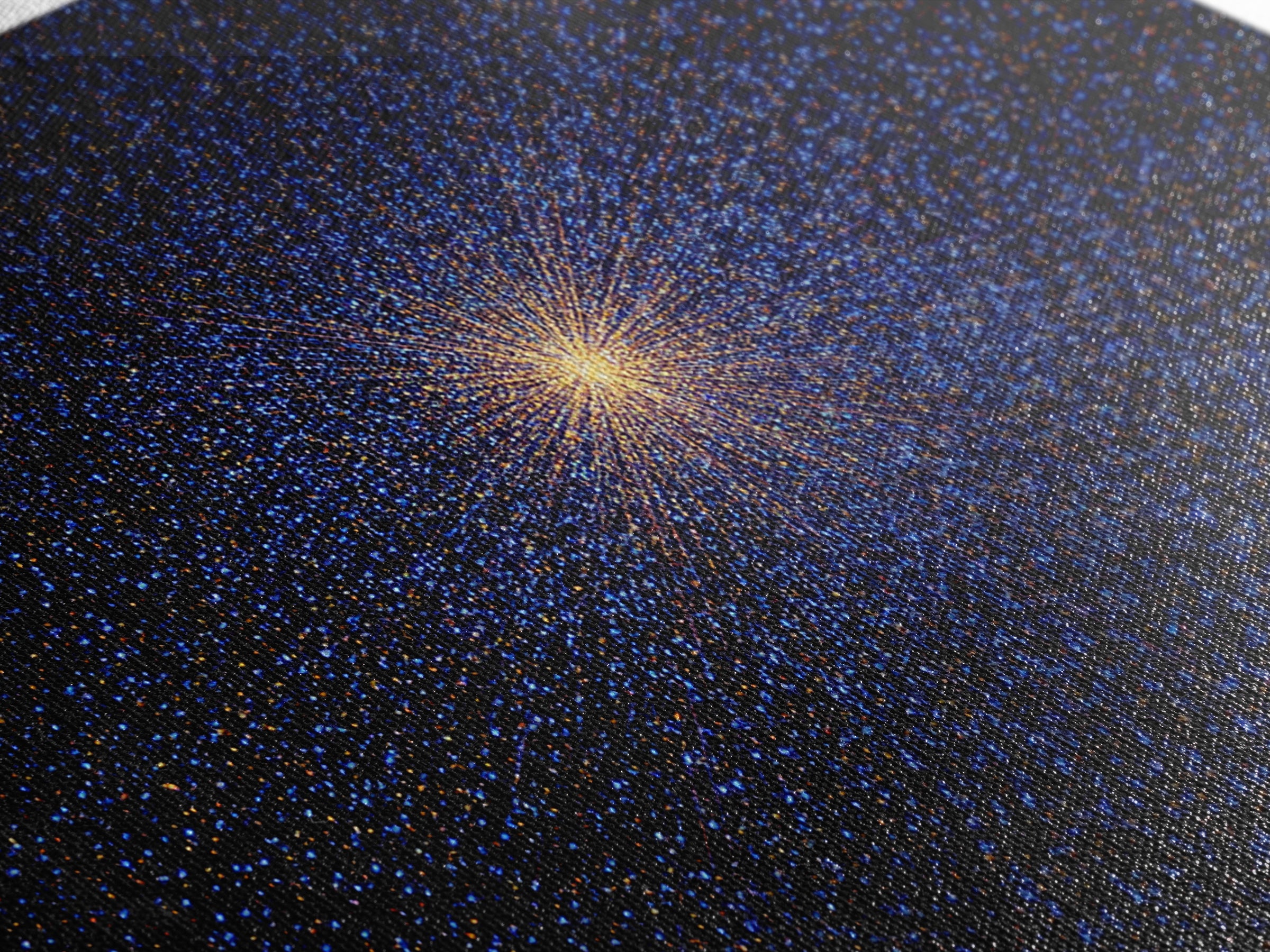 Radiant Blue Orange Starburst Wall Art, Midcentury Modern Abstract Art Print, Cosmic Retro Decor, Modern Home Decor, Bedroom Decor