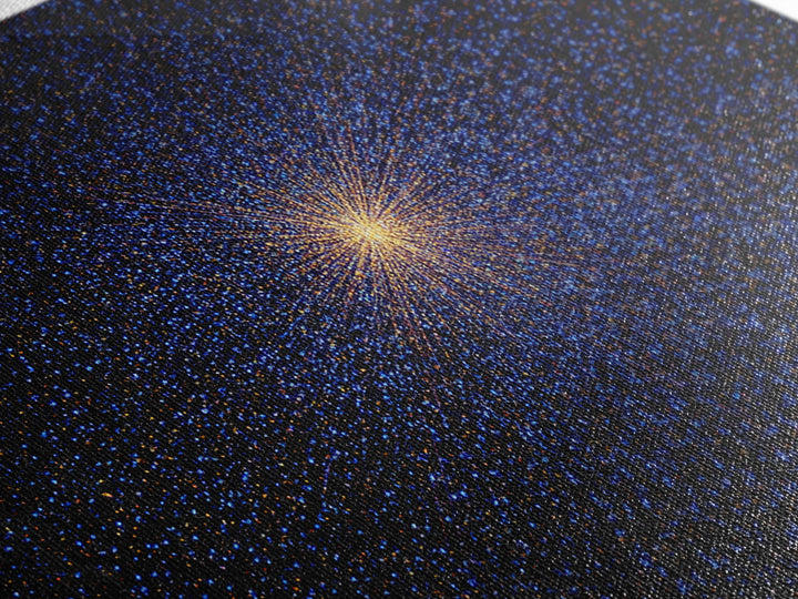 Radiant Blue Orange Starburst Wall Art, Midcentury Modern Abstract Art Print, Cosmic Retro Decor, Modern Home Decor, Bedroom Decor