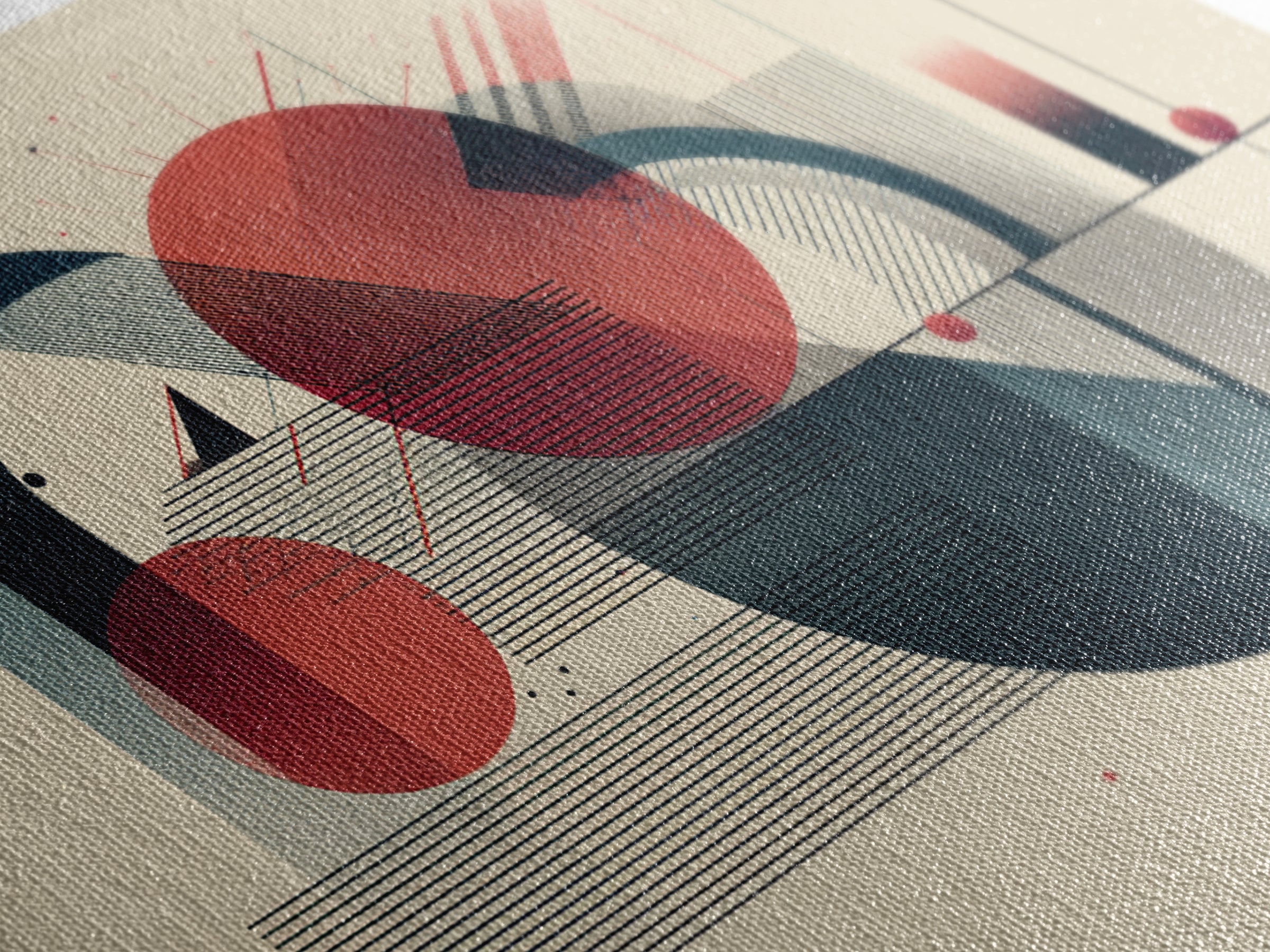 Red Teal Bauhaus Geometry Wall Art, Midcentury Modern Abstract Art Print, Geometric MCM Wall Decor, Office Decor, Modern Home Decor